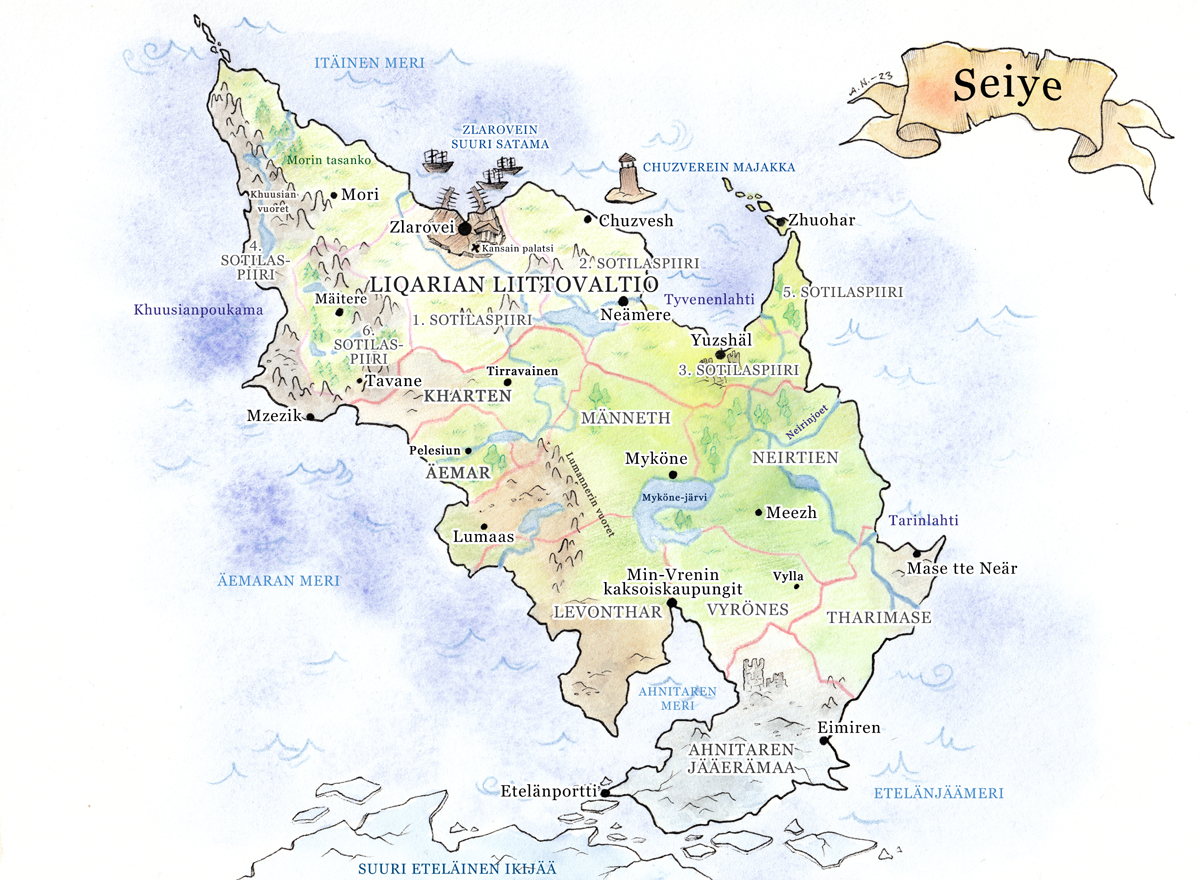Seiyen mantereen kartta.