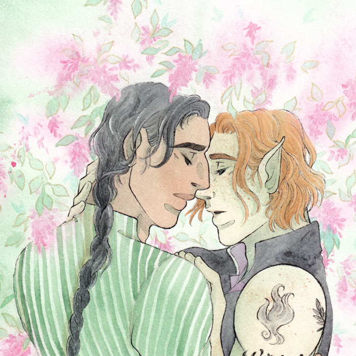 Haukka ja Ren'i syreenien ympäröimänä.